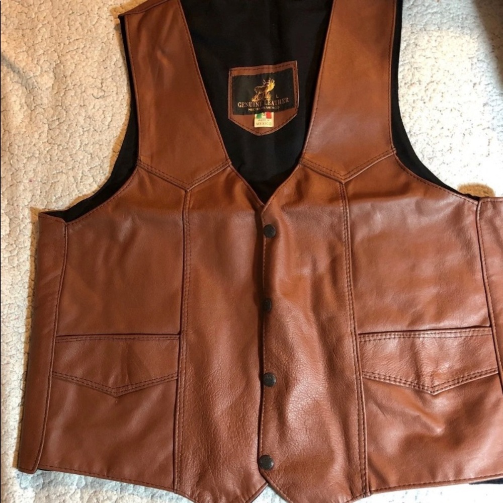 VINTAGE LEATHER VEST MADE IN MEXICO L EUC
